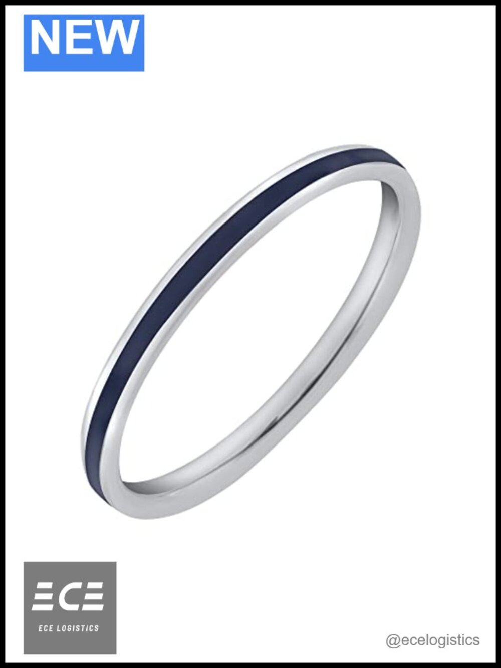 10K White Gold 2mm Plain Wedding Band Minimalist Enamel Ring